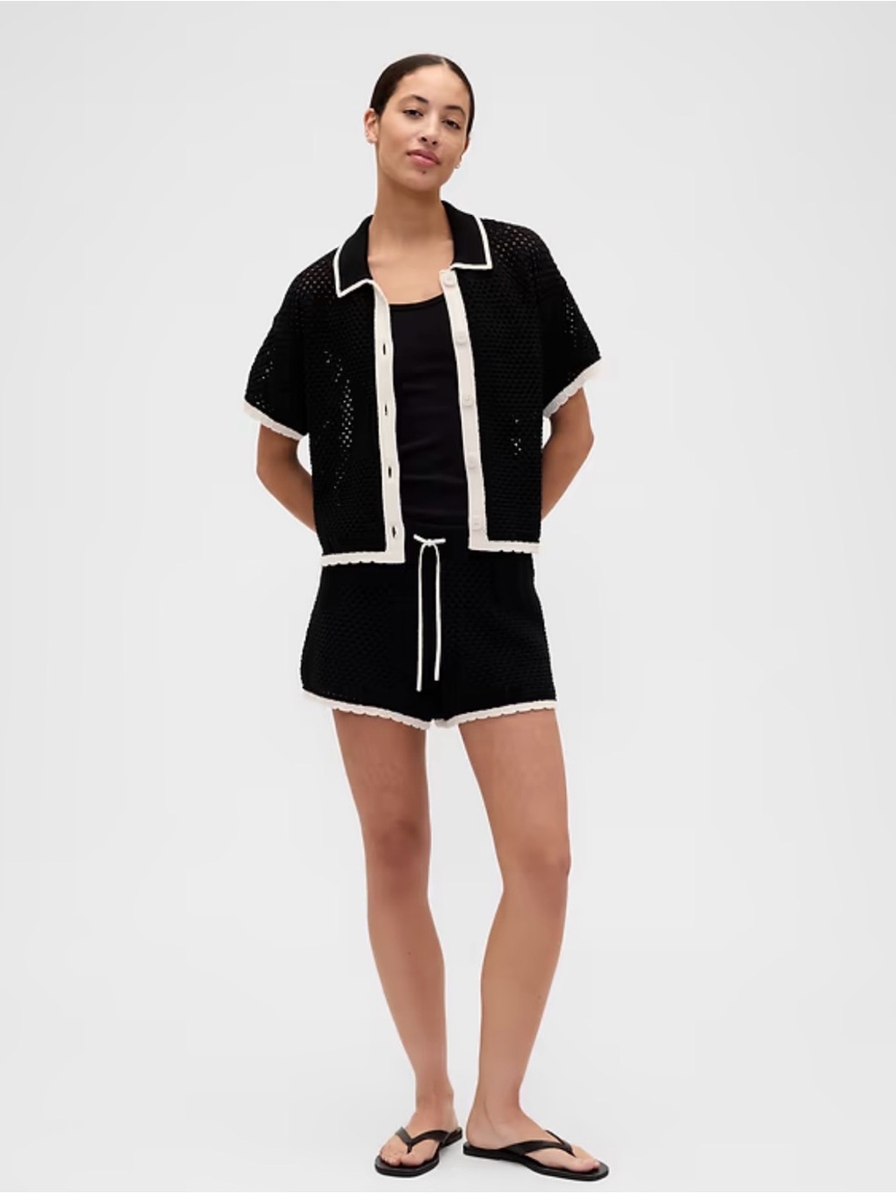 GAP Black and White Crochet Swim Coverup Set